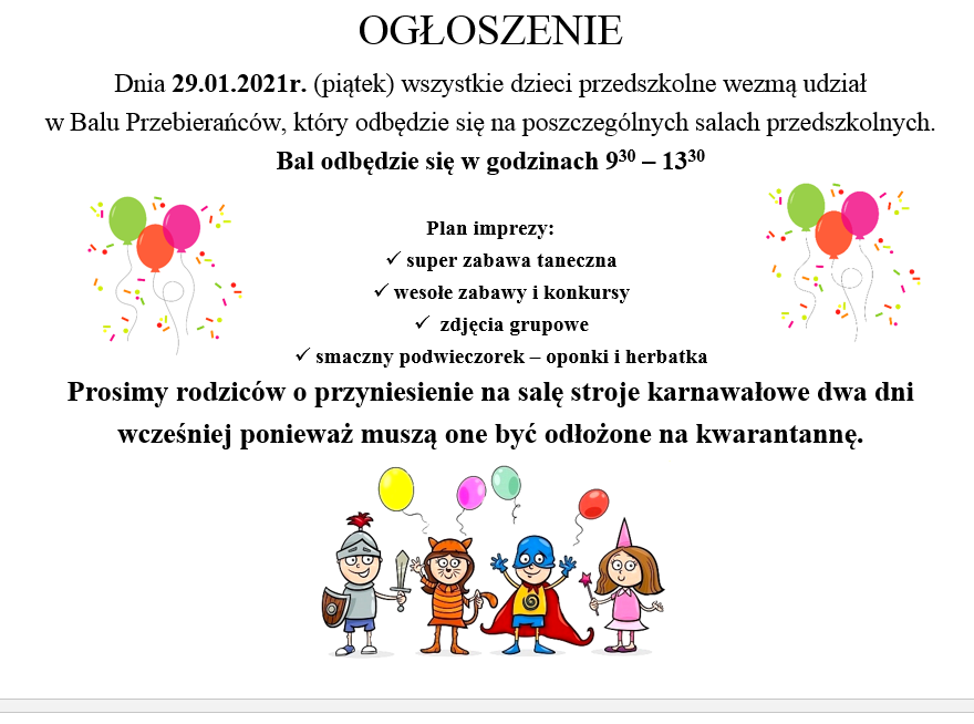Ogłoszenie BAL 2021 Filia Nr 1 i Filia nr 2