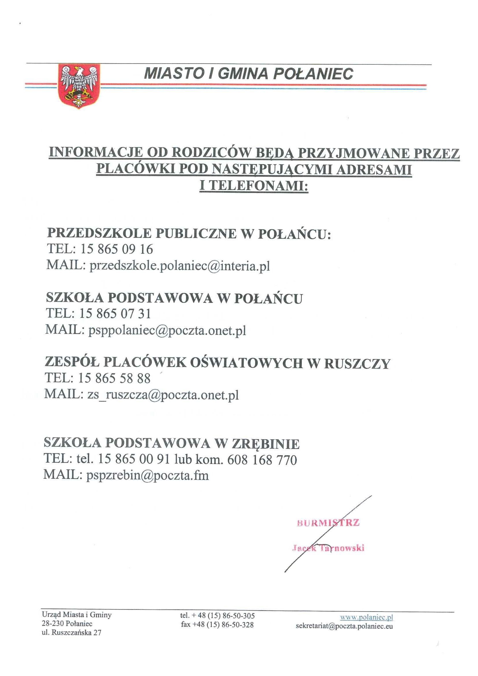 Pismo Burmistrza 1